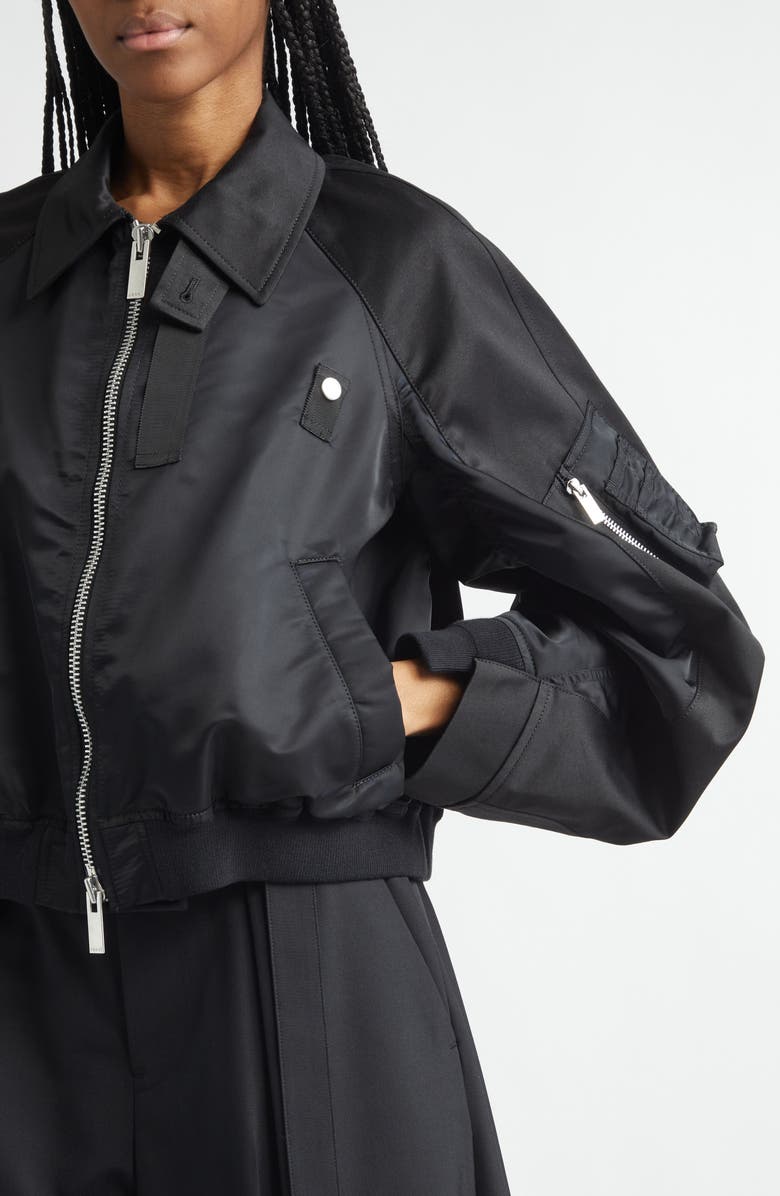 Sacai Cotton Chino x Nylon Twill Jacket, Alternate, color, Black