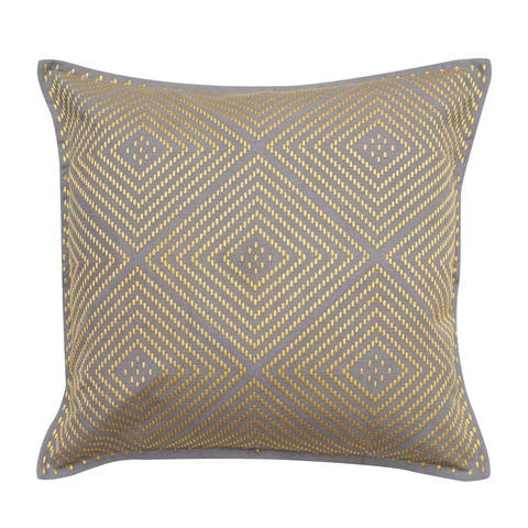 Virginia Embroidered Diamond Pattern Cotton Decorative Throw Pillow