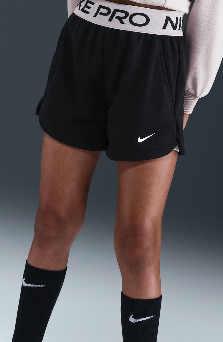 Nike Kids' Dri-FIT Fleece Shorts, Alternate, color, Black/ Platinum Violet/ White