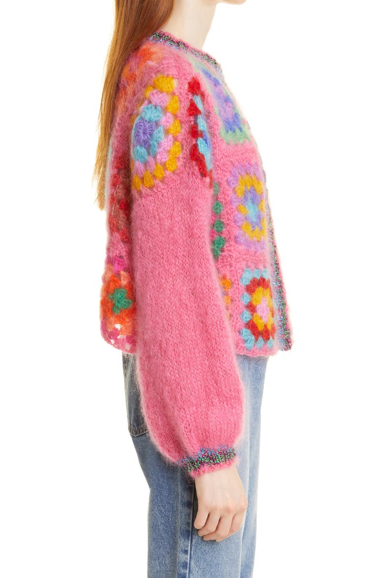 Crochet Mohair & Wool Blend Cardigan, Alternate, color, CRAZY
