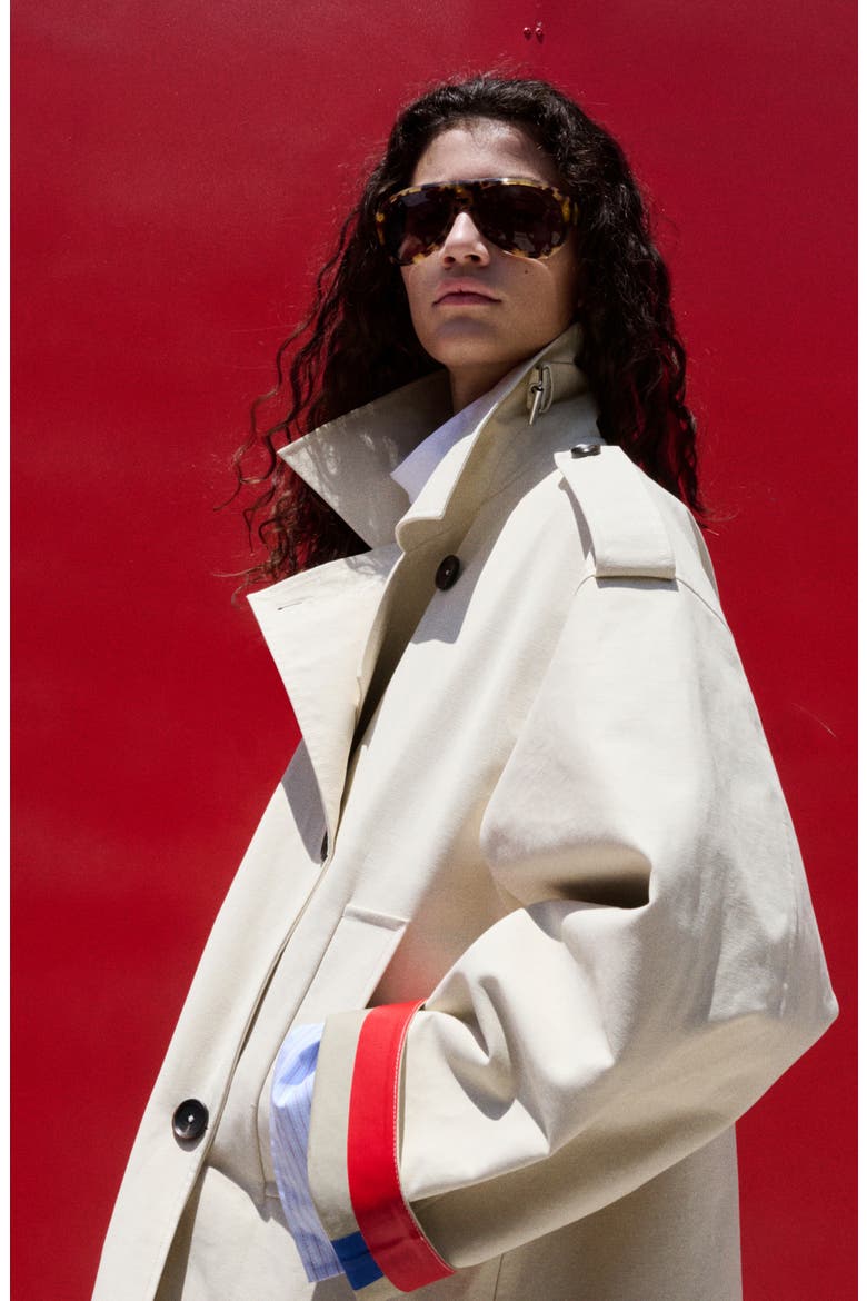 Cotton Blend Trench Coat, Alternate, color, BEIGE
