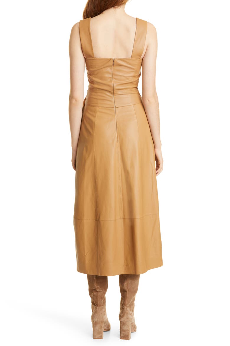 Belted Leather Tank Midi Dress, Alternate, color, LIGHT CAMEL
