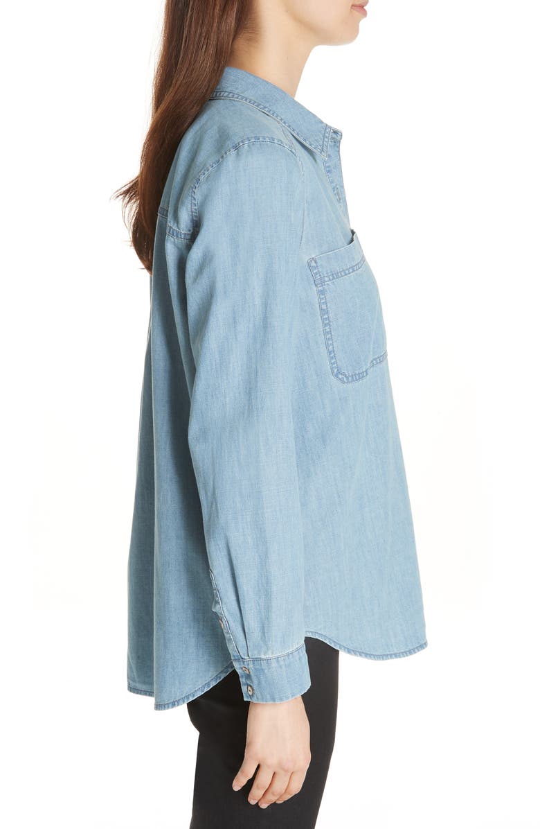 Eileen Fisher Organic Cotton Chambray Shirt, Alternate, color, 