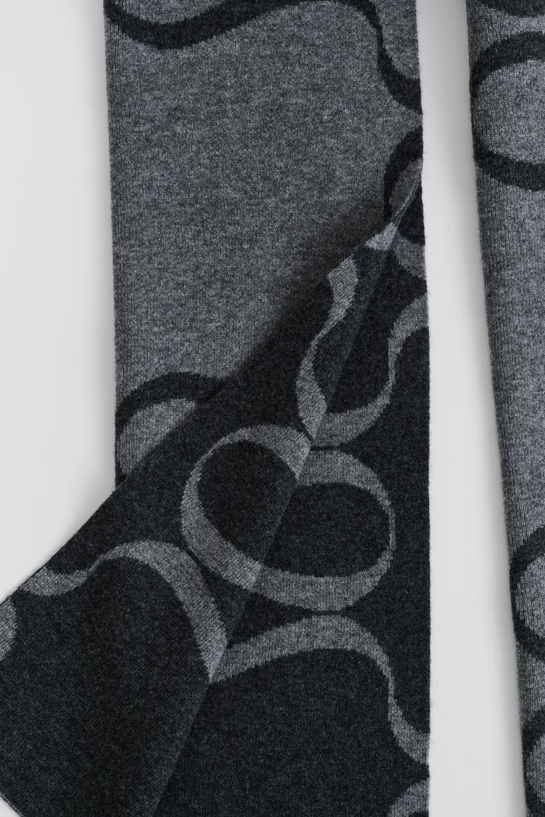 Monogram Wool Blend Scarf, Alternate, color, Grey