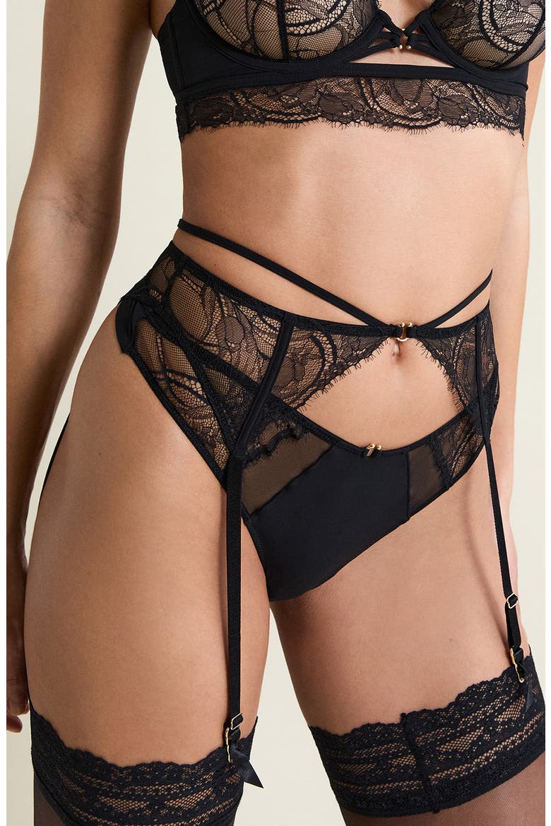 Vertige Porte Jartelles Garter Belt, Alternate, color, BLACK