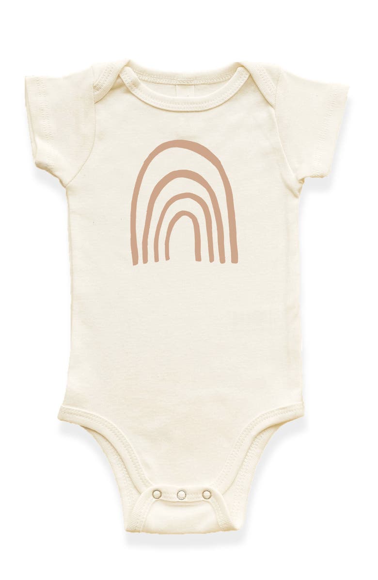 Tenth & Pine Rainbow Organic Baby Bodysuit, Main, color, Natural Clay Lettering