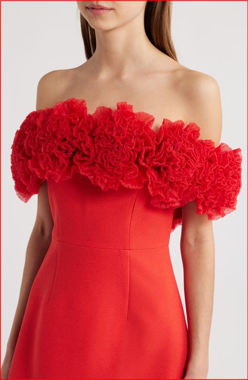 Sonya Moda Nahla Rosette Off The Shoulder Cocktail Minidress In Sorrento Red