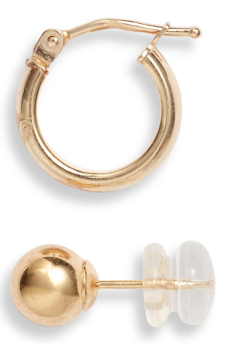Bony Levy 14K Gold Set of 2 Ball Studs & Huggie Hoop Earrings, Alternate, color,