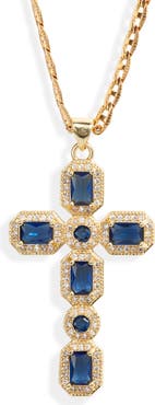 VIDAKUSH Ornate Cubic Zirconia Cross Pendant Necklace