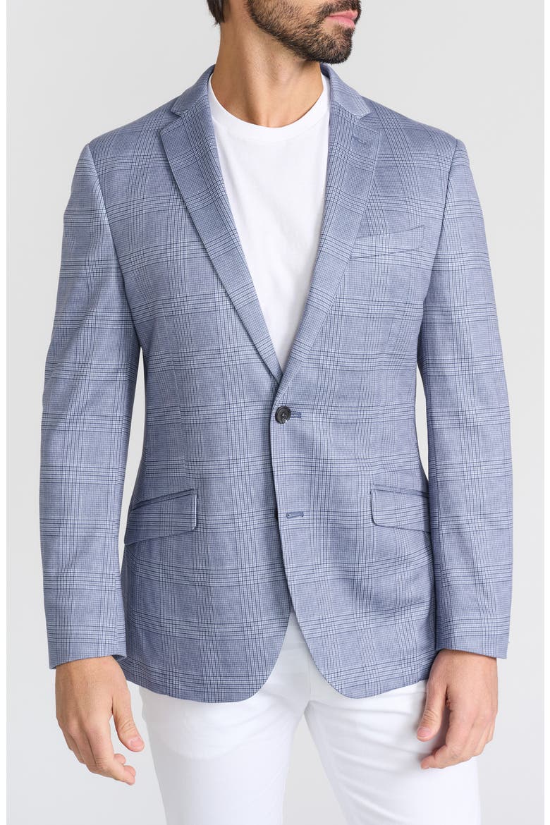 Shoreditch Plaid Knit Blazer, Main, color, BLUE