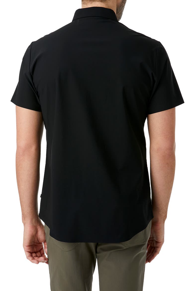American Me Slim Fit Short Sleeve Button-Up Performance Shirt, Alternate, color, BLACK