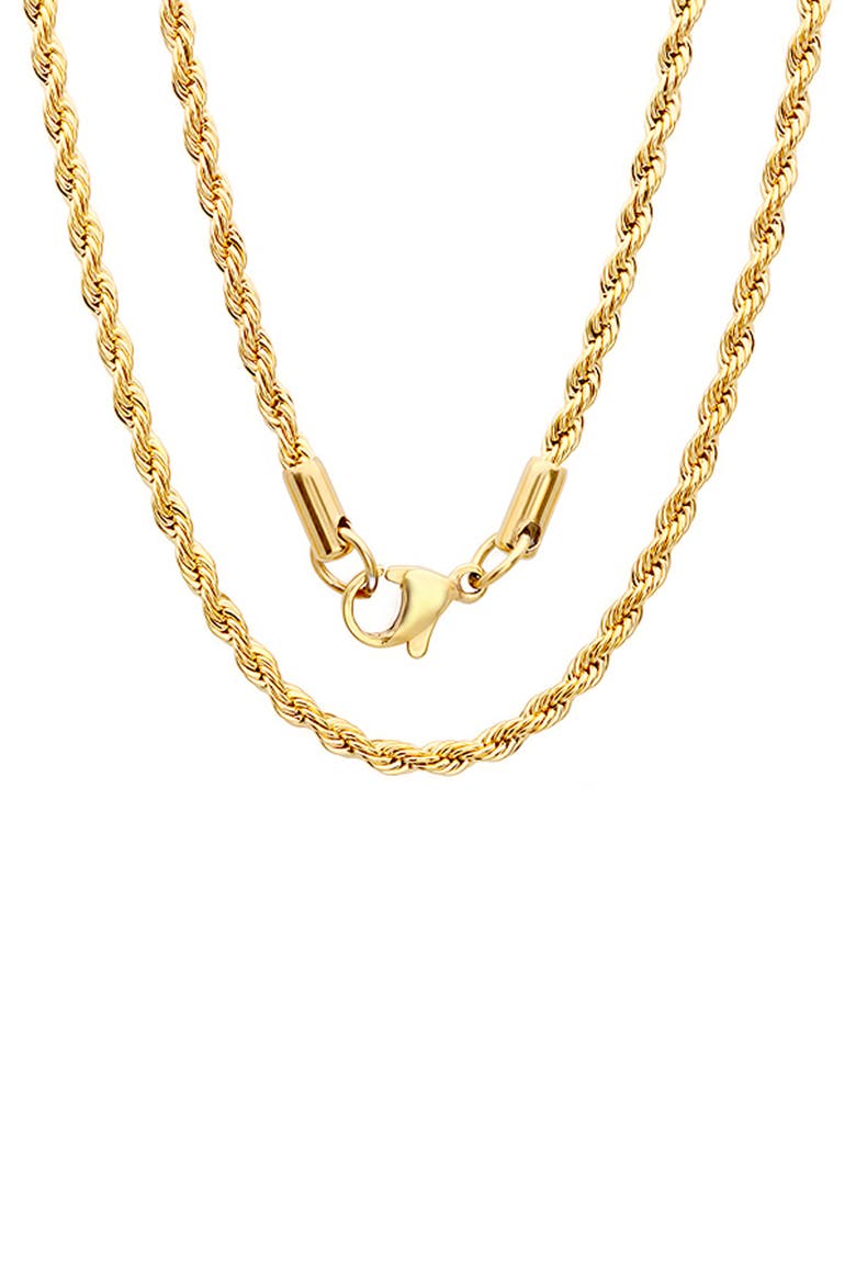 Men's 18k Gold Plated Rope Chain Necklace, Main, color, GOLD