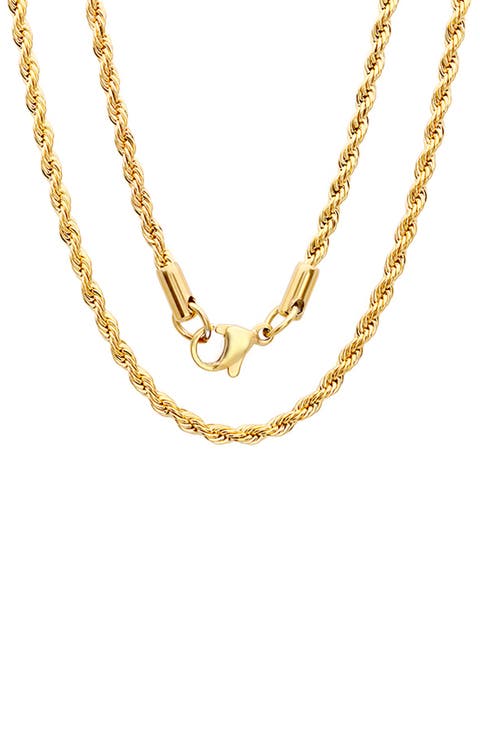Men's 18k Gold Plated Rope Chain Necklace