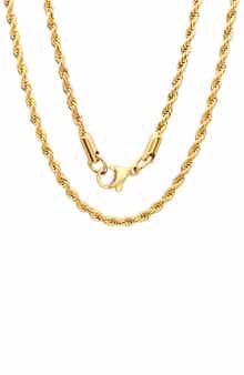Men's 18k Gold Plated Rope Chain Necklace