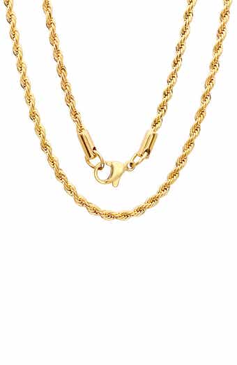 Men's 18k Gold Plated Rope Chain Necklace