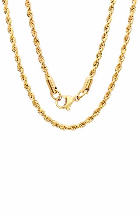 Men's 18k Gold Plated Rope Chain Necklace