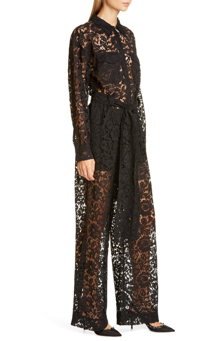 Valentino Zip Front Lace Jumpsuit, Alternate, color,