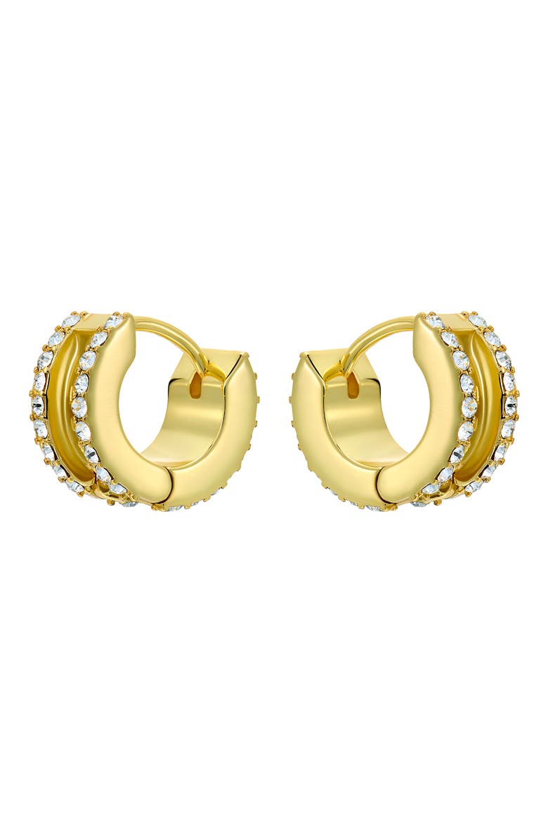 Rosie Crystal Roll Huggie Hoop Earrings, Alternate, color, GOLD TONE/ CLEAR CRYSTAL