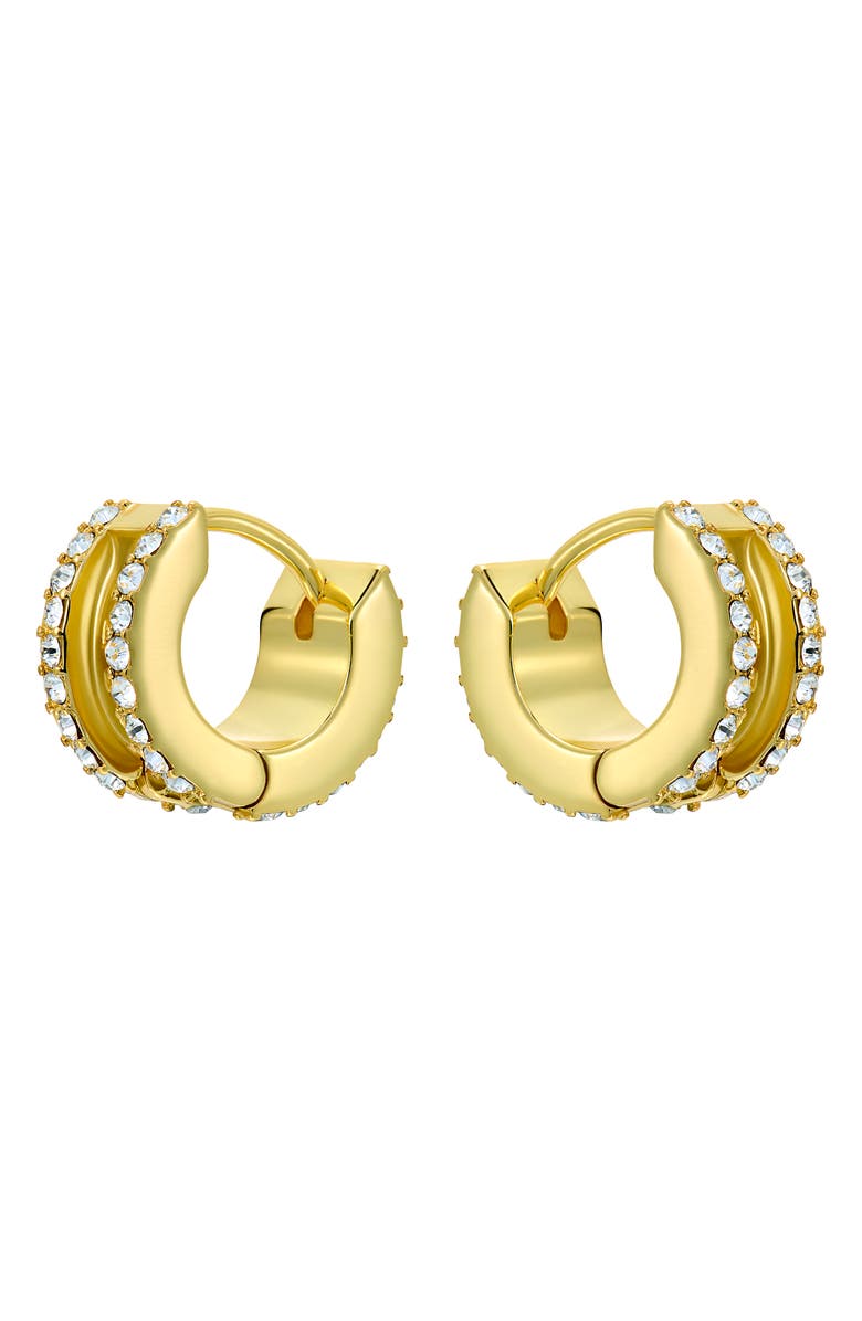 Ted Baker Rosie Crystal Roll Huggie Hoop Earrings, Alternate, color, Gold Tone/ Clear Crystal