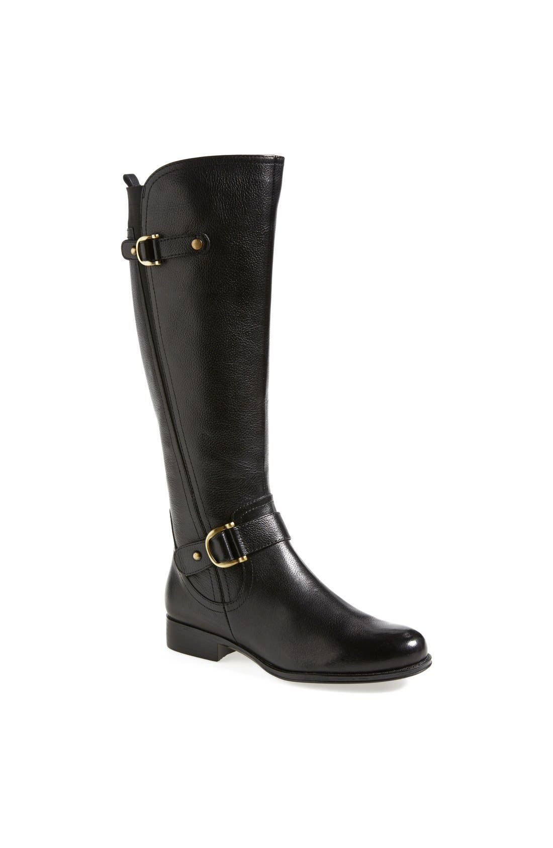 'Jersey' Leather Riding Boot, Main, color, BLACK LEATHER