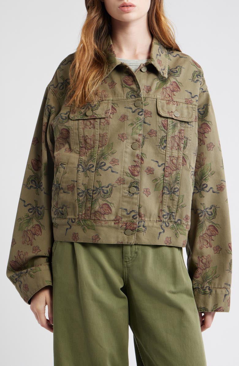 Damson Madder Stacia Overdye Tulip Organic Cotton Denim Jacket, Alternate, color, Khaki