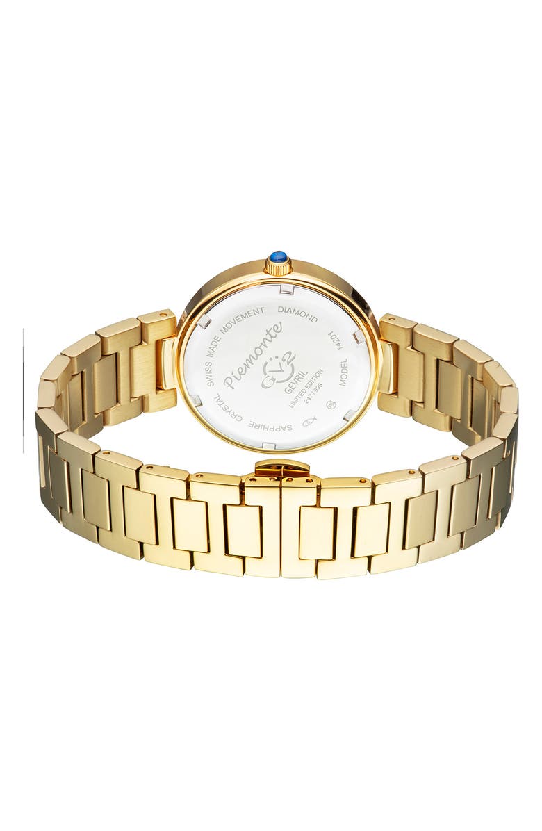 GV2 Women's Piemont Diamond Dial Bracelet Watch, 36mm, Alternate, color, Gold