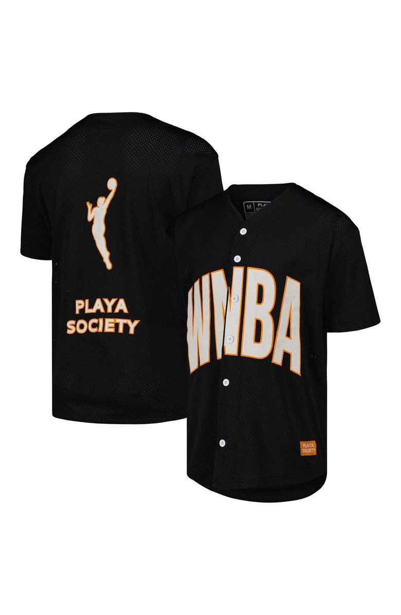 Playa Society Unisex Playa Society Black WNBA Mesh V-Neck Baseball Jersey, Main, color, 