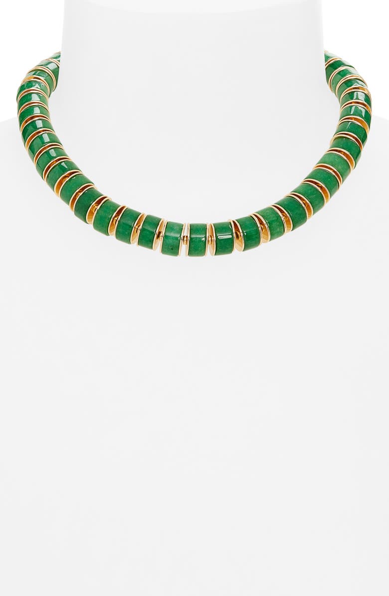 ROXANNE ASSOULIN Semiprecious Stone Heishi Beaded Necklace, Alternate, color, Gold/ Green Jade