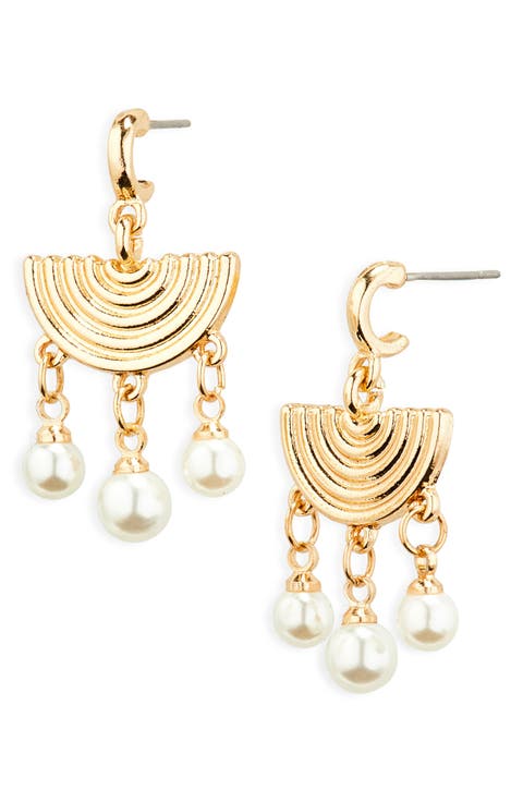 Faux Pearl Semicircle Drop Earrings