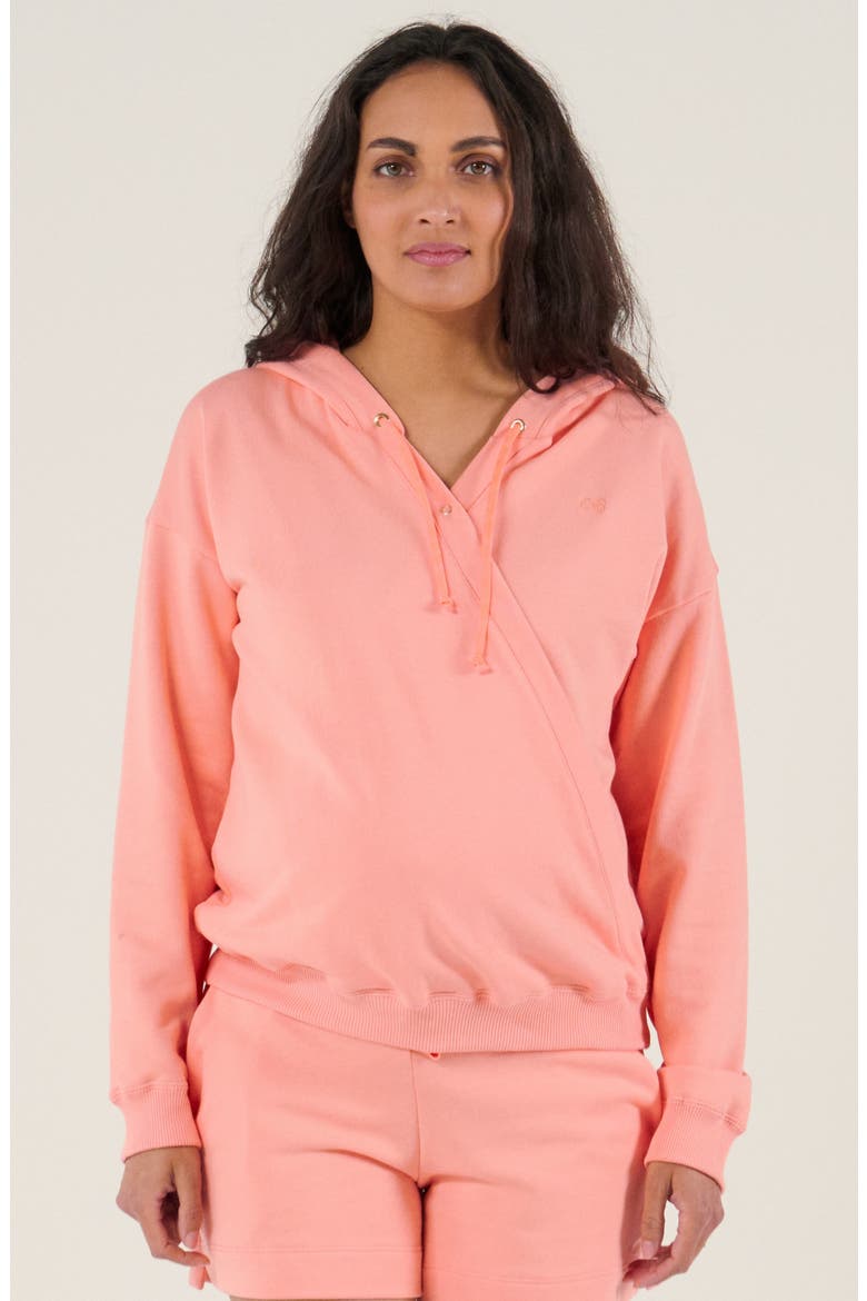Maternity and Nursing Hoodie Coconut, Main, color, Apricot