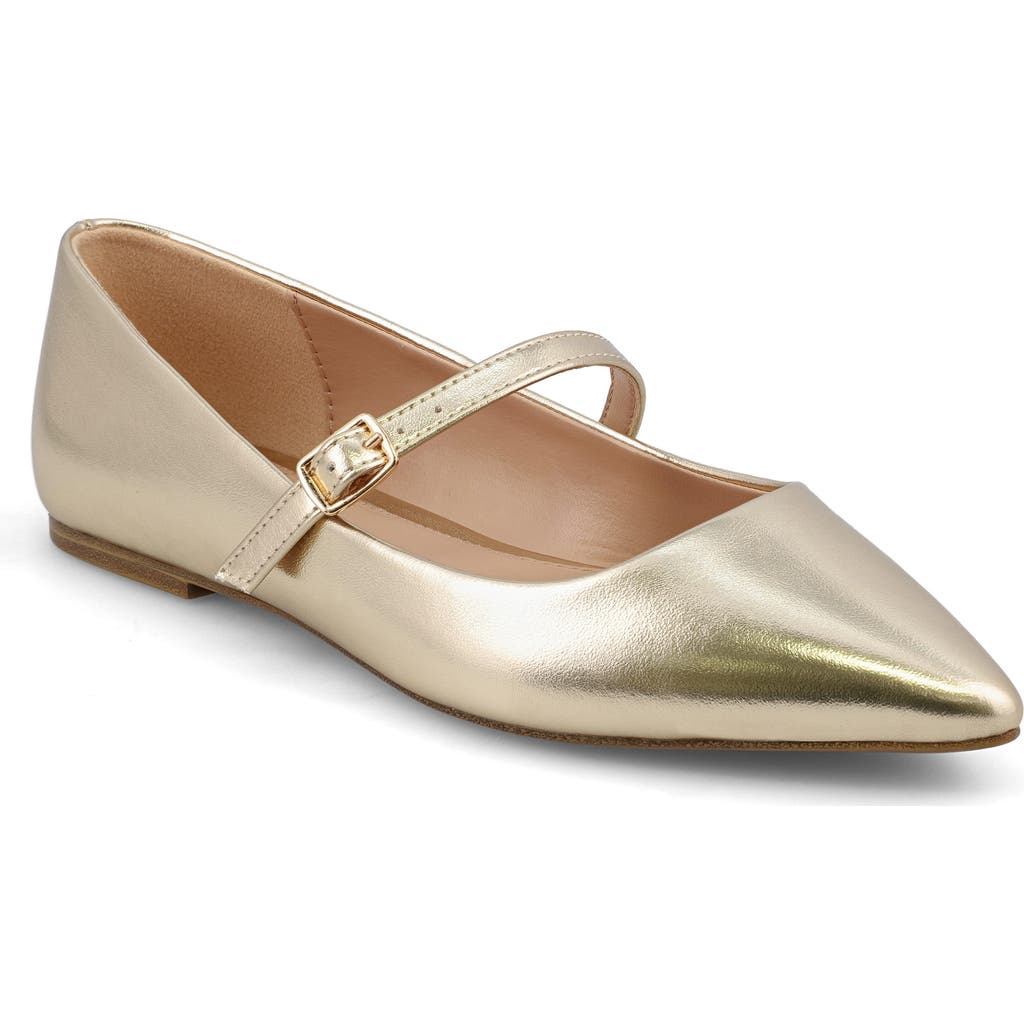 Mia Aviba Mary Jane Pointed Toe Flat In Gold