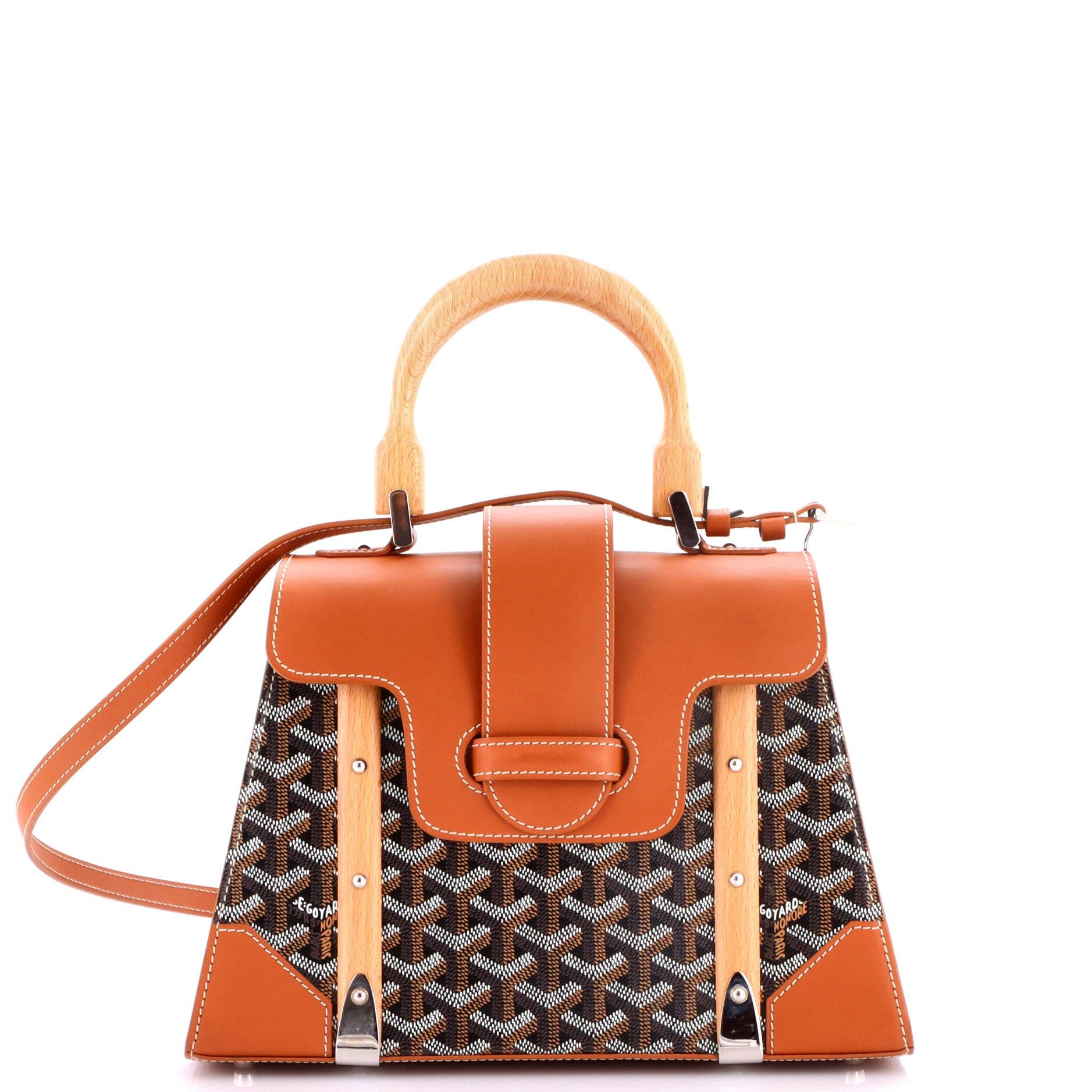 Saigon Top Handle Bag Coated Canvas with Leather PM, Main, color, Brown