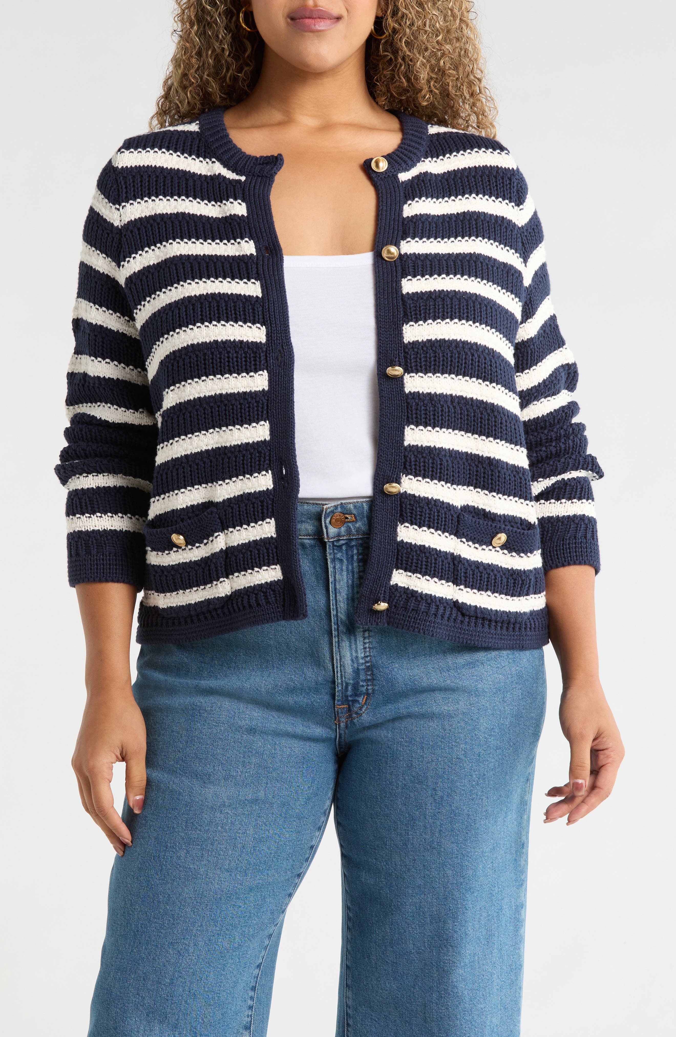 selected NAVY- IVORY PEGGY STRIPE