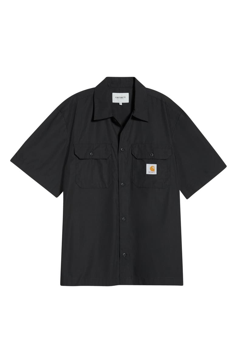 Carhartt Work In Progress Craft Short Sleeve Poplin Button-Up Work Shirt, Main, color, Black