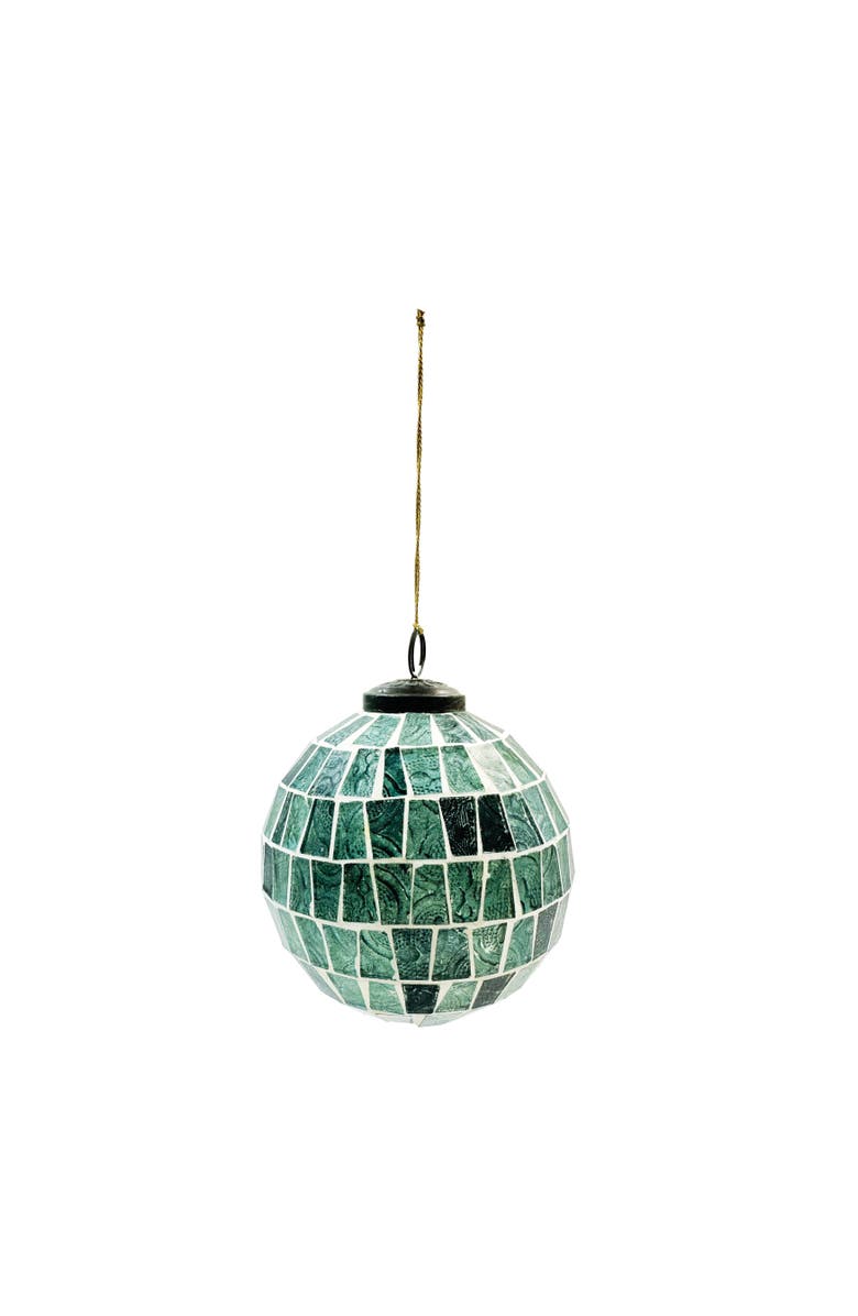 Storied Home Round Glass Mosaic Ball Ornament, Blue and White, Main, color, Blue