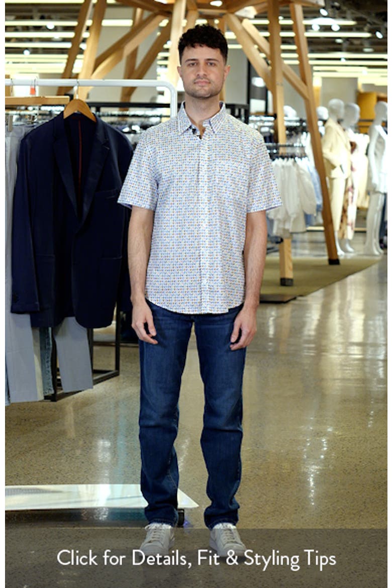 Rooster Print Short Sleeve Button-Up Shirt video