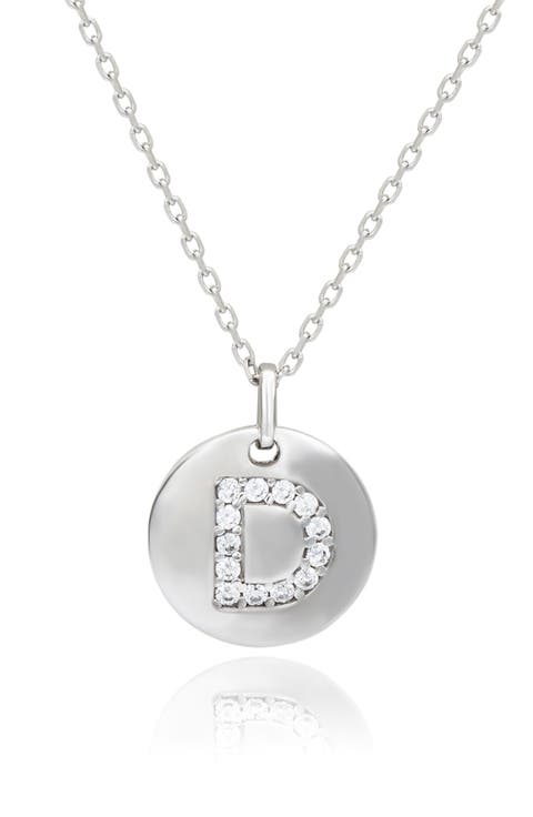 Cubic Zirconia Initial Disc Pendant Necklace