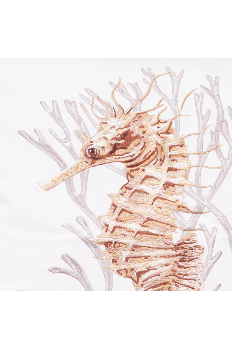 Seahorse and Coral Neutrals Pillow, Alternate, color, Orange