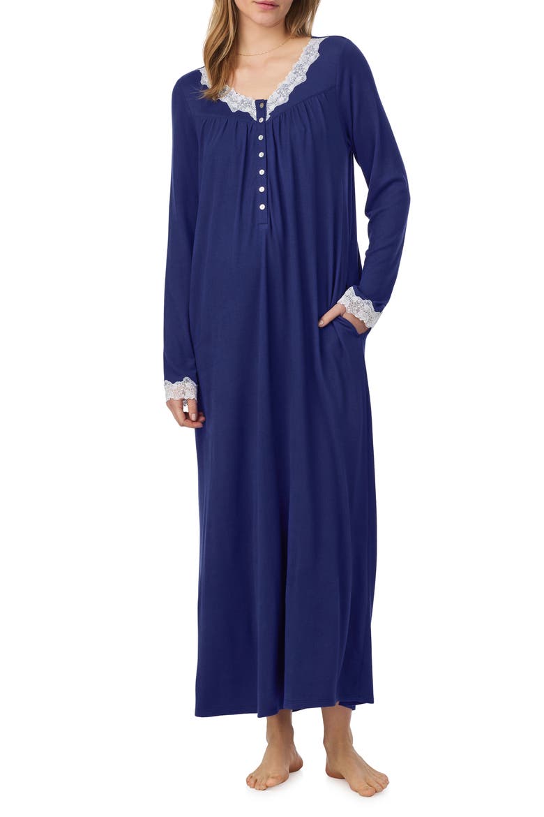 Long Sleeve Ballet Nightgown, Alternate, color, NAVY