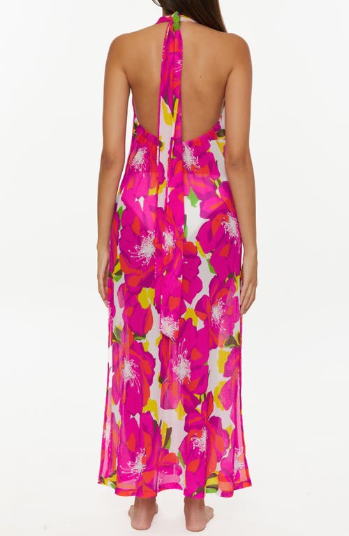 Trina Turk Bloom Semisheer Mesh Cover-up Maxi Dress In Pink Multi