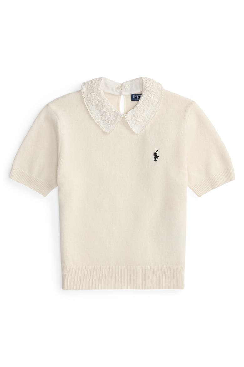 Short Sleeved Wool Blend Sweater, Alternate, color, WHITE