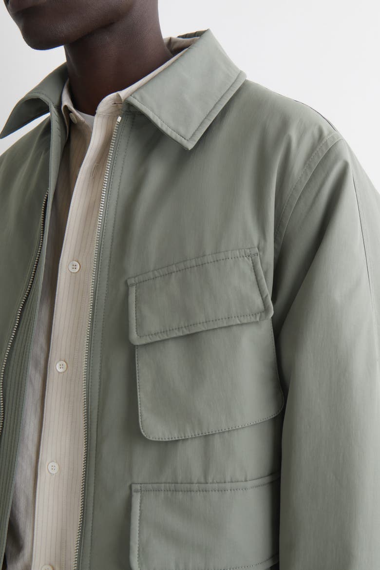 Padded Nylon Utility Jacket, Alternate, color, SAGE GREEN