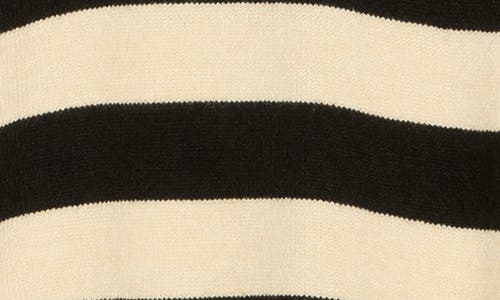 Ellen Tracy Stripe Crewneck Sweater In Black
