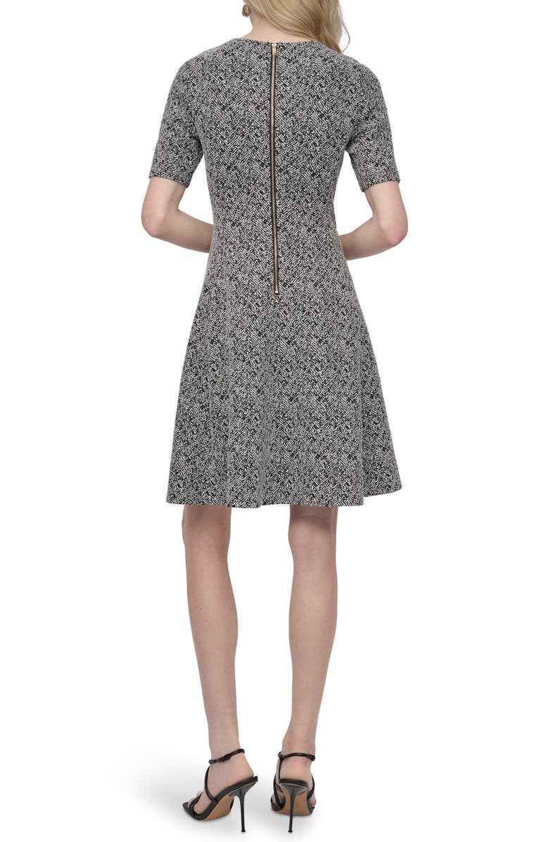 DKNY Contrast Pocket Fit & Flare Dress, Alternate, color, Black/Ivory