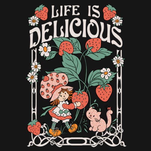 Strawberry Shortcake Life Is Berry Delicious Graphic T-shirt In Black