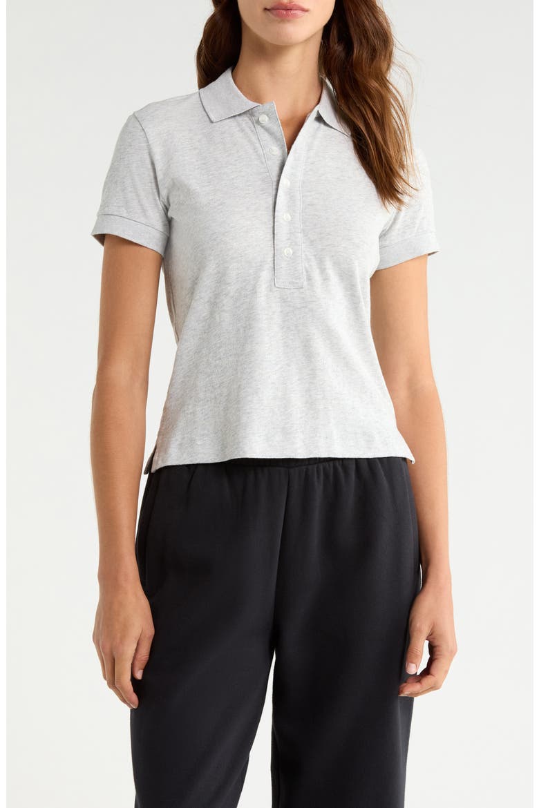 Worn In Crop Cotton Jersey Polo, Main, color, LIGHT HEATHER GREY