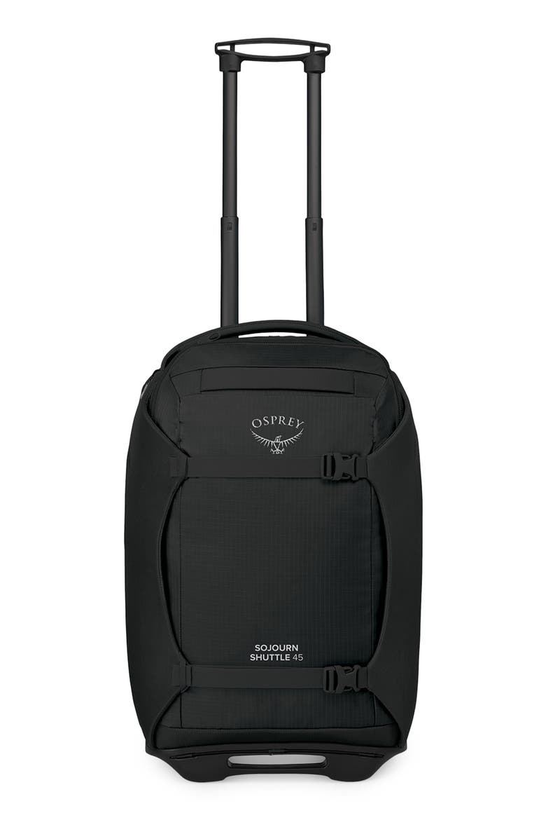Sojourn 22-Inch 45-Liter Shuttle Wheeled Recycled Nylon Duffle Bag, Main, color, BLACK