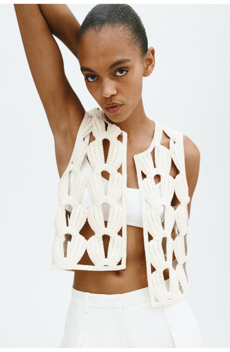 H&M Crochet-look vest, Alternate, color, Cream