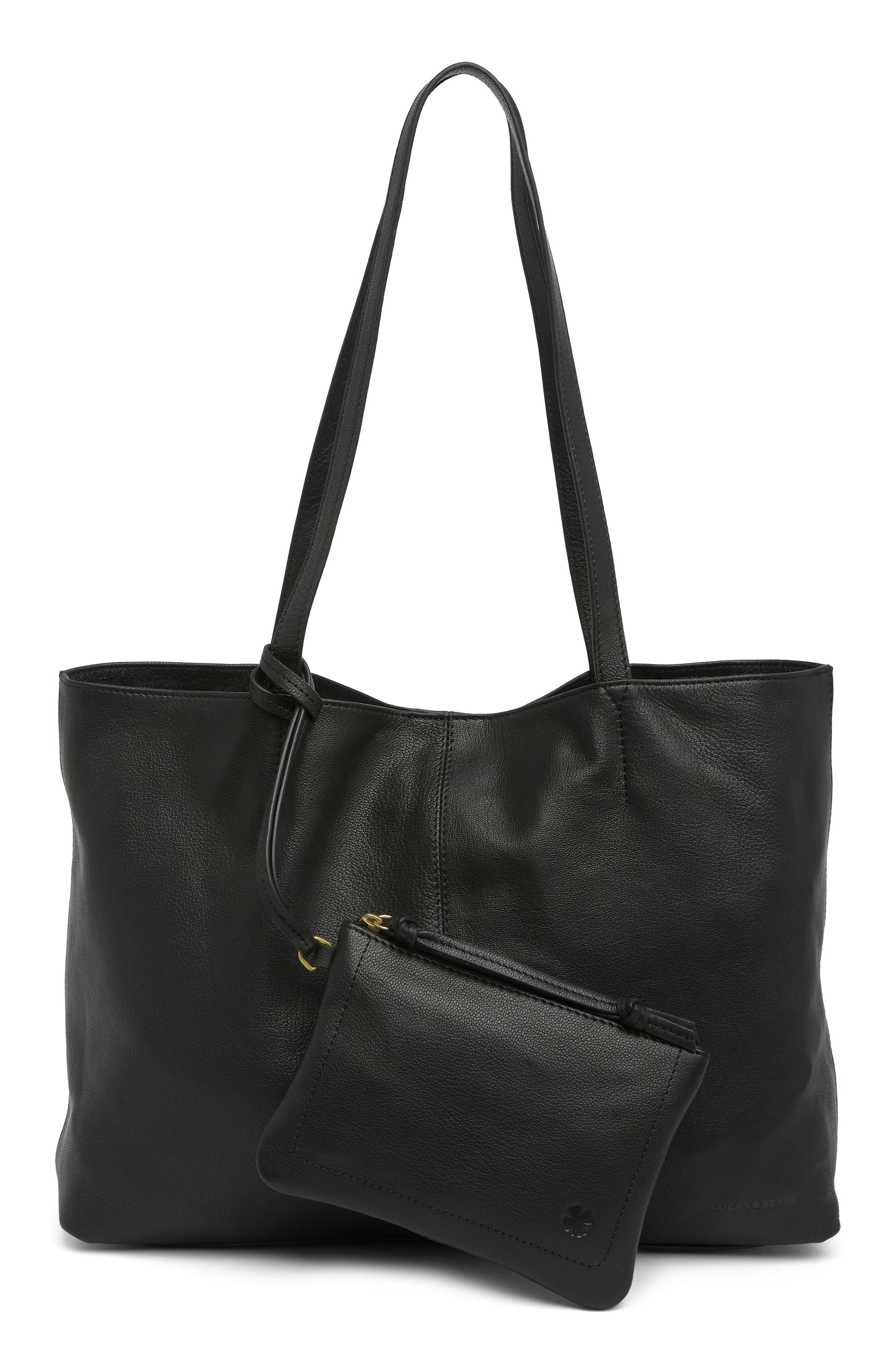 Mora Leather Tote, Main, color, BLACK