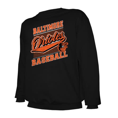 Stitches Black Baltimore Orioles Pullover Sweatshirt In Black